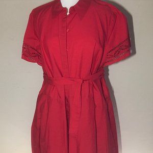 Talbot's Red Dress with Eyelet Lace Details 16W